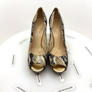 Kate Spade Reptile Print Leather Platform Peep Toe Stiletto Heel Shoes Size 8.5
